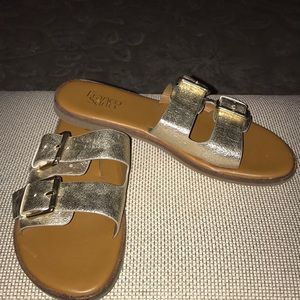 EUC Franco Sarto gold leather sandals. Size 10